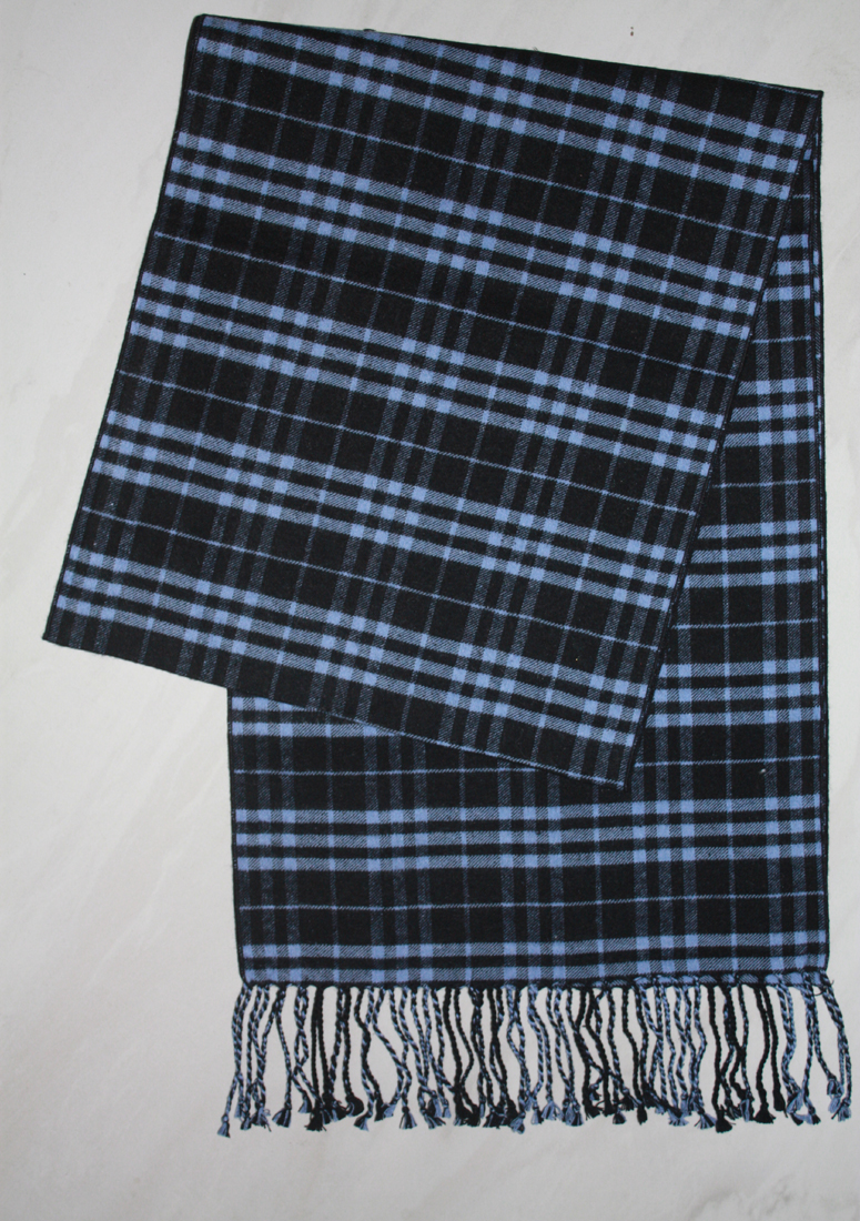 SCARF-BLUE AND BLACK PLAID